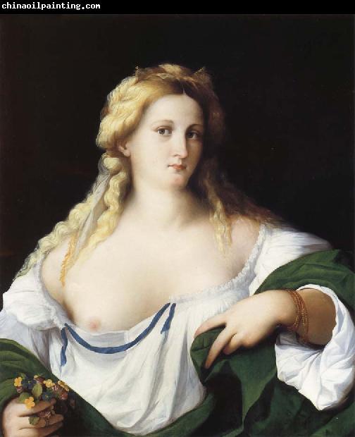 Palma Vecchio Portrait of a Young bride as Flora