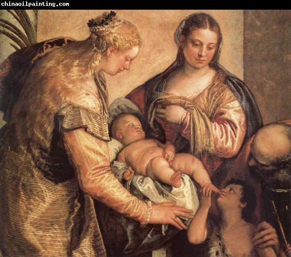 Paolo Veronese The Sacred one Famililia with Holy Barbara and the young one San Juan the Baptist one