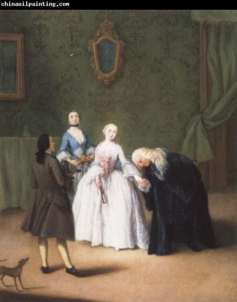 Pietro Longhi A Nobleman Kissing a Lady-s Hand