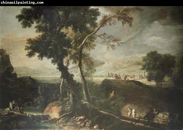 RICCI, Marco Landscape with Washerwomen