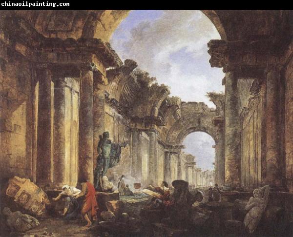 ROBERT, Hubert Imaginary View of the Grande Galerie in the Louvre in Ruins