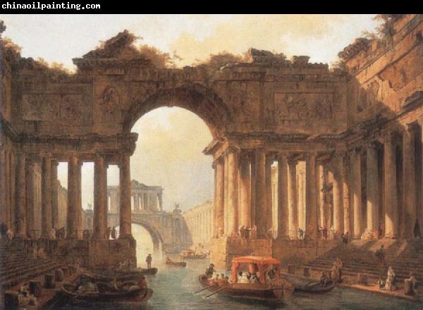 ROBERT, Hubert Architectural Landscape with a canal