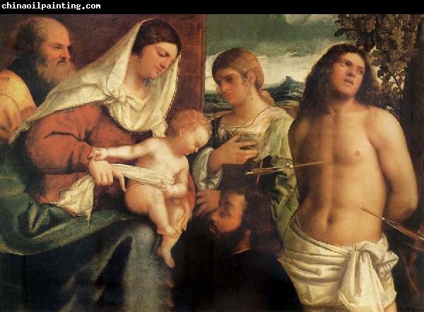 Sebastiano del Piombo The Sacred Family with Holy Catalina, San Sebastian and an owner.the Holy