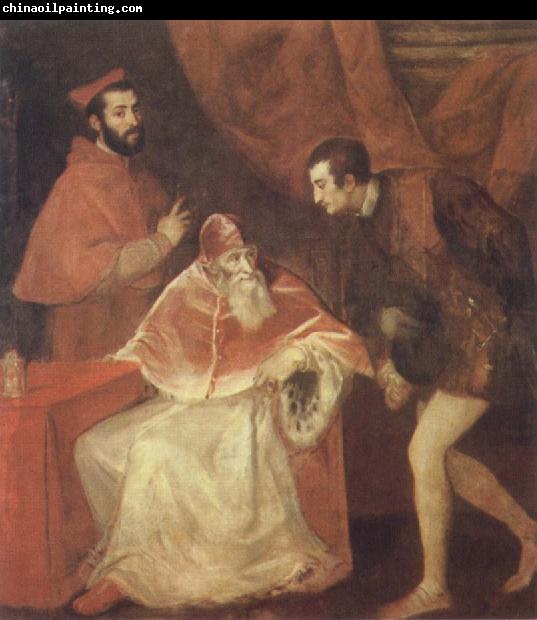 Titian Pope Paul III and his Cousins Alessandro and Ottavio Farneses of Youth