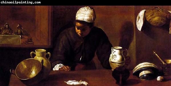 VELAZQUEZ, Diego Rodriguez de Silva y Kitchen Scene with the Supper in Emmaus