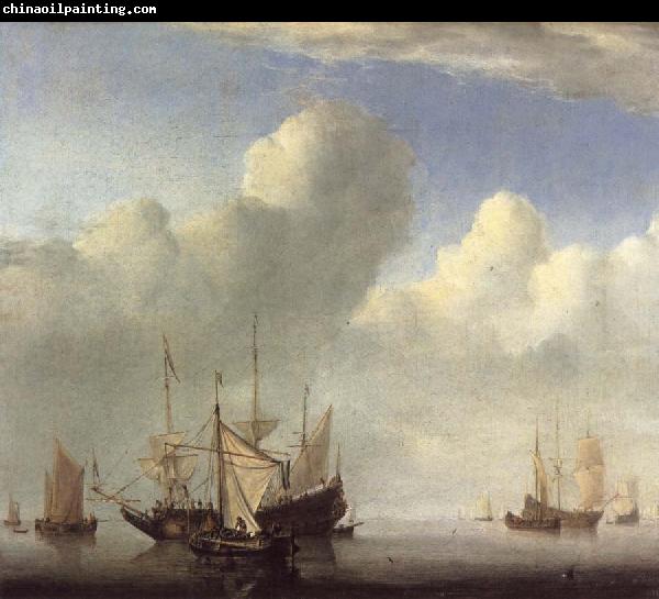 VELDE, Willem van de, the Younger A Dutch Ship Coming to Anchor and Another Under Sail