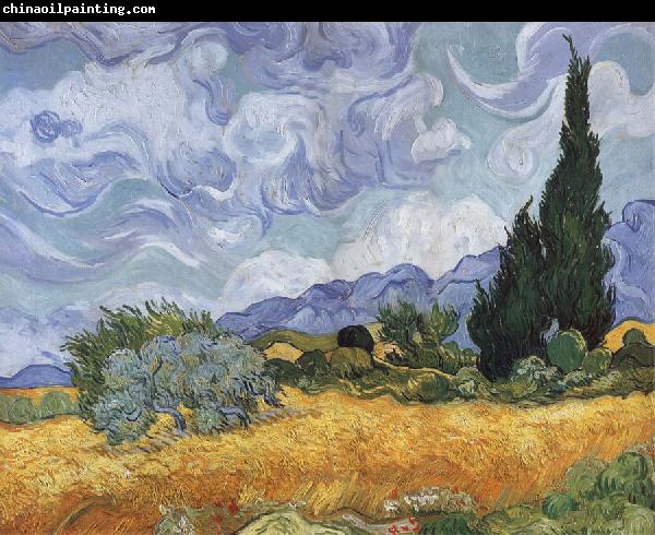 Vincent Van Gogh A Wheatfield,with Cypresses