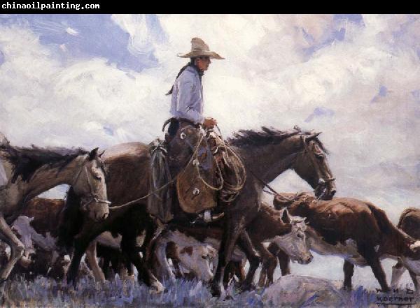 W.H.D. Koerner The Stood There Watching Him Move Across the Range,Leading His Pack Horse