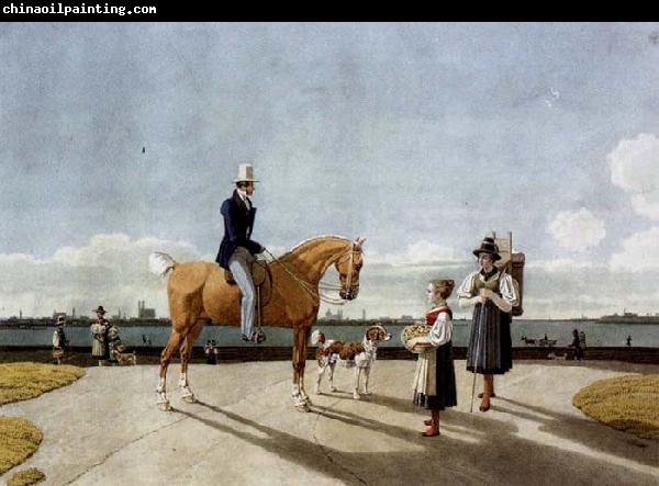 Wilhelm von Kobell Gentleman on Horseback and Country Girl on the Banks of the Isar near Munich