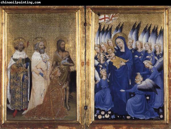 unknow artist Richard II of England presented to the Virgin and Child by his patron Saint John the Baptist and Saints Edward and Edmund