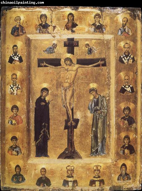 unknow artist The Crucifixion and Saints in Medallions