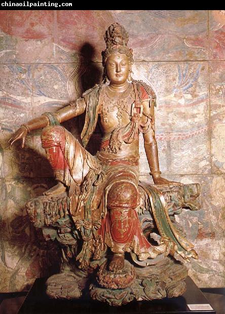 unknow artist Guanyin 1 loan-beginning 12e century Gepolychromeerd wood