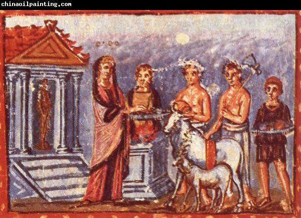 unknow artist Dido draagot offerings on, illustration by Aeneis of Vergilius