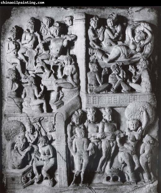 unknow artist The Dream of Maya and the Birth of Buddha, plate at the basement of the stupa of Amaravati