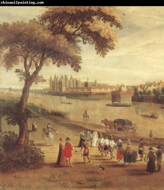 unknow artist The Thames at Richmond,with a view of Richmond Palace