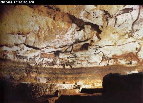 unknow artist The-large Hall in the cave of Lascaux France