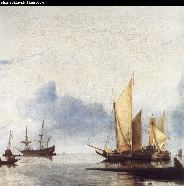 unknow artist A Dutch Yacht and Other Vessels Becalmed Near the Shore