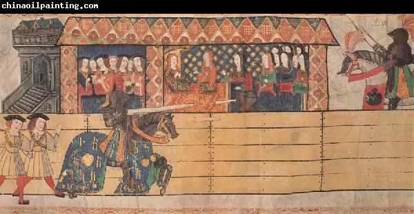 unknow artist Henry VIII jousting before Catherine of Aragon and her ladies at the tournament on 12 February