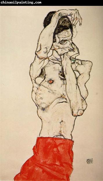 Egon Schiele Male nude with a Red Loincloth