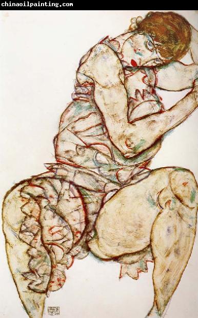 Egon Schiele Seated Woman with her Left Hand in her Hair