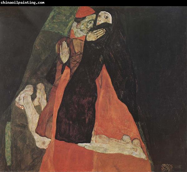 Egon Schiele Cardinal and Nun