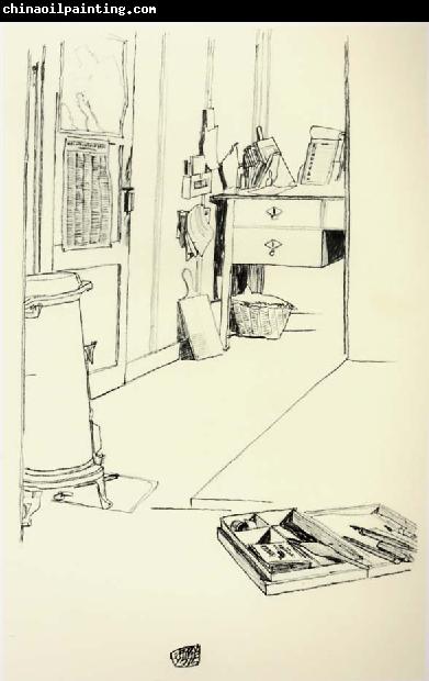 Egon Schiele Office in the Prisoner-of-war Camp,Muhling