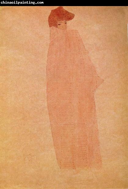 Egon Schiele Standing woman in a Long Cloak