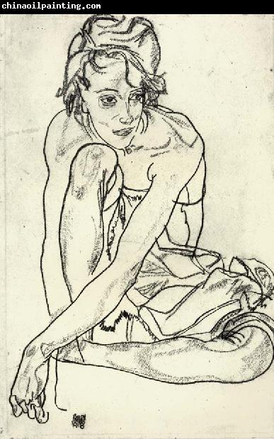 Egon Schiele Squatting Woman