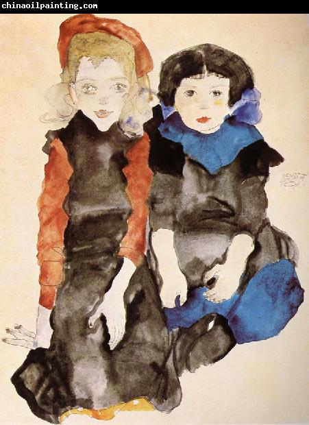 Egon Schiele Two Little Girls