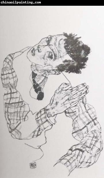 Egon Schiele Self Portrait with Checkered shirt