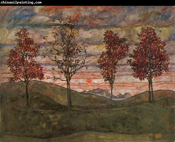 Egon Schiele Four Trees