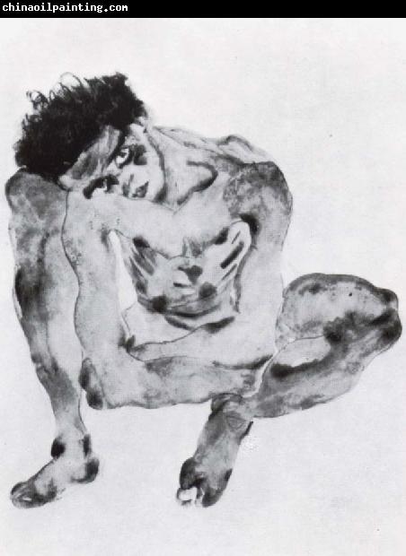 Egon Schiele Crouching figure