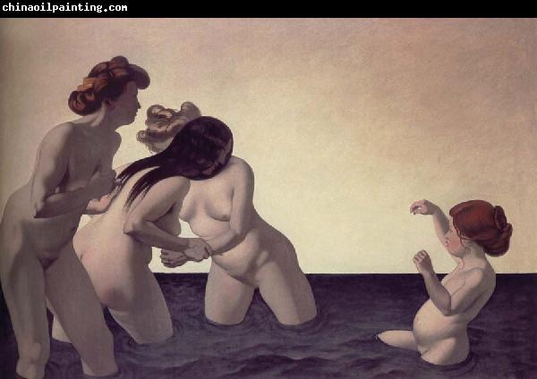 Felix Vallotton Three woman and a young girl playing the water