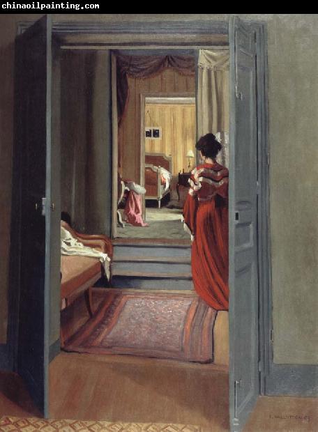 Felix Vallotton Interior with Woman in red