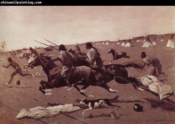 Frederick Remington Oil undated Geronimo Fleeing from camp