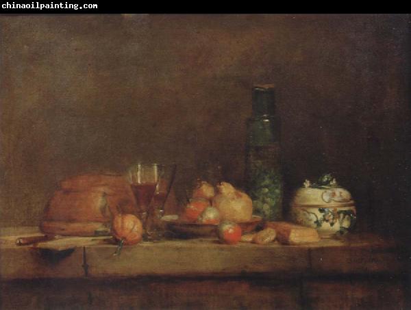 Jean Baptiste Simeon Chardin Style life with olive glass