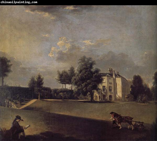 Johann Zoffany A view of the grounds of  Hampton House