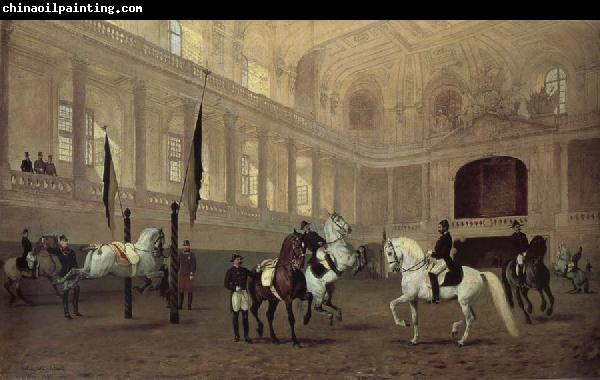 Julius von Blaas Morning working in the winter riding school