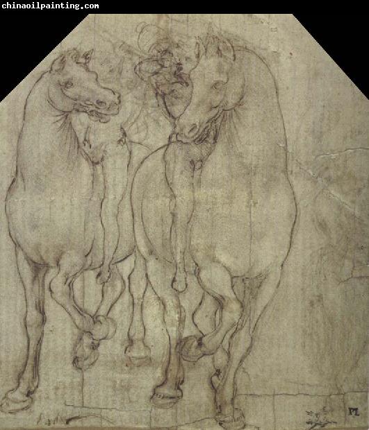 Leonardo  Da Vinci Horses with horsemen