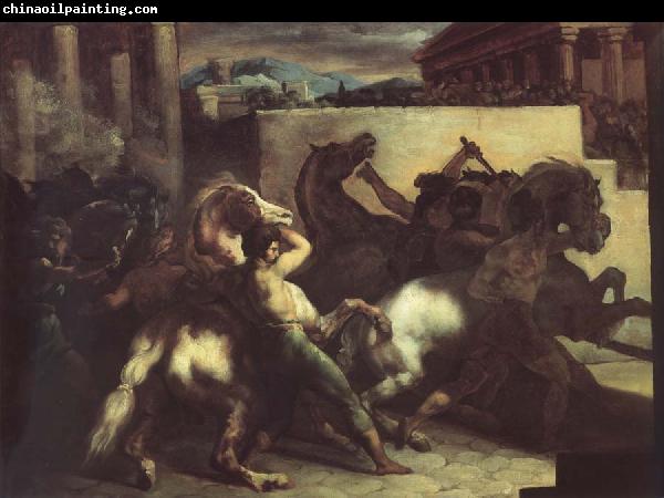 Theodore   Gericault The race of the wild horses