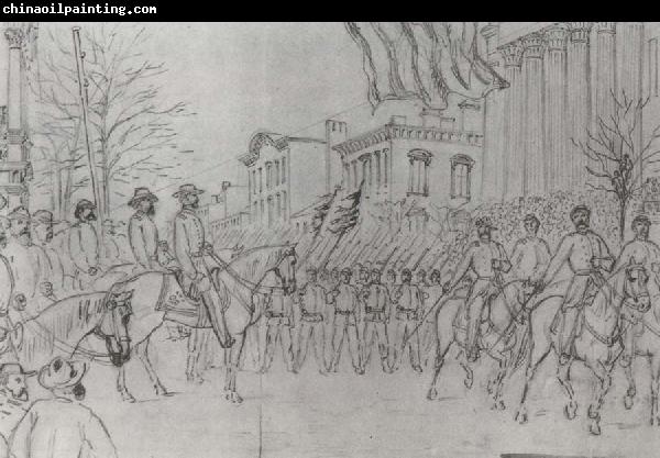 William Waud Sherman Reviewing His Army on Bay Street,Savannah,January