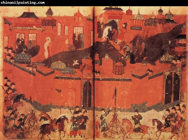 unknow artist The Mongolen Sturmen and conquer Baghdad in 1258