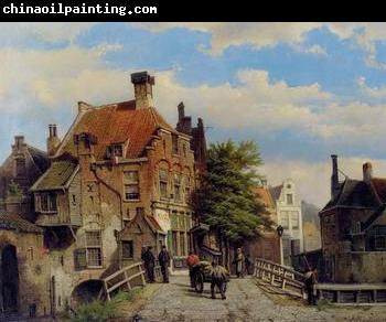 unknow artist European city landscape, street landsacpe, construction, frontstore, building and architecture.005