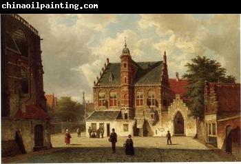 unknow artist European city landscape, street landsacpe, construction, frontstore, building and architecture.074