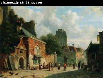 unknow artist European city landscape, street landsacpe, construction, frontstore, building and architecture.330