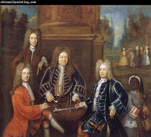 unknow artist Elibu Yale the 2nd Duke of Devonshire,Lord James Cavendish,Mr Tunstal and a Page