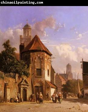 unknow artist European city landscape, street landsacpe, construction, frontstore, building and architecture. 154