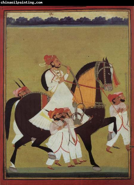 unknow artist India Kumbhawat Kesari Singh to Prerd, a hookah smoking and accompanies of its servant shafts, Jodhpur