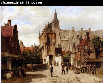 unknow artist European city landscape, street landsacpe, construction, frontstore, building and architecture.009