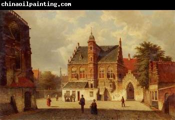 unknow artist European city landscape, street landsacpe, construction, frontstore, building and architecture. 293